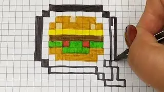 DIY Pixel Art | How to draw a cute Burger | Easy Fast Food Drawing | Draw with Me