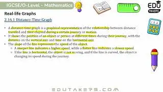 IGCSE 2.16.1 Distance Time Graph