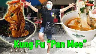 Korean Trying Pan Mee for the first time - Malaysia Food Tour