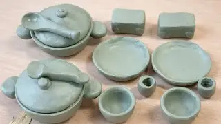 Village stylish serve food bartan Mitti Ke Banana | Mini Clay Pottery Set Making | Pottery art 😱