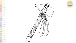 Native American Tomahawk drawing easy | Outline Art | How to draw Tomahawk step by step #artjanag