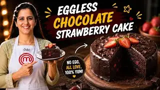Eggless Chocolate Strawberry Cake - No Butter Chocolate Cake