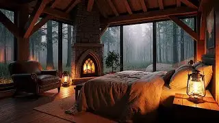 Cozy Rain Ambience for Sleep Inside a Scandinavian Forest Retreat