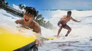 Aprend&iacute; a surfear en una hora 😱🌊🇸🇻 | MI PRIMERA VEZ SURFEANDO