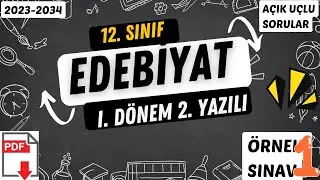 12. Sınıf Türk Dili ve Edebiyatı 1. Dönem 2. Yazılı / MEB Yeni Sistem Açık Uçlu Sorular / 2023-2024