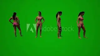 3D shot of beautiful American woman on green screen background shopping with friends and having fun