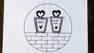 Best Friend Circle Drawing|| How to draw Circle Drawing easy fast step  #friends #friendsforever