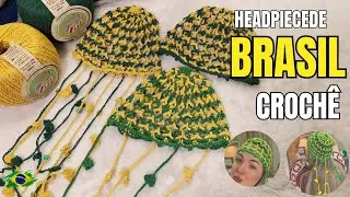 Headpiece em Crochê 🇧🇷 | Tendência Viral que Conquistou o mundo/ PASSO A PASSO ⚽️🇧🇷✨️