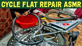 Bicycle Flat Tire Repairing At Home ASMR | DIY Tyre Puncture Repairing Best ASMR Video 