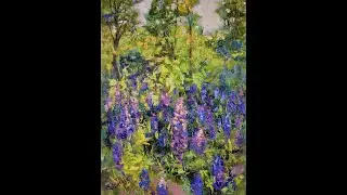 Summer Painting Nature Impressionism Lupine Blooming Meadow Artwork