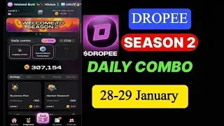 Dropee Season 2 Daily Combo 28-29 January | Dropee Daily Combo Today | Today Dropee Combo Card