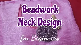 Simple and Beautiful Neck Design on Stitched Kurthi | hand embroidery| beads work |Chinsu's World