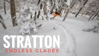 Snowboarding Top to Bottom Endless Glades at Stratton Resort, Vermont