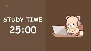 Study with Pomodorbear 🧸 | 25&times;3 Pomodoro | Brown Noise Focus Session
