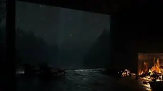 Rainy Night by the Fireplace – Gentle Thunderstorm Sleep Ambience