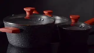 NIHOMA 8pcs Non Stick Aluminum Cookware Set Commercial Video