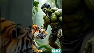Hulk vs Tiger in the jungle #spideyai #short #hulk