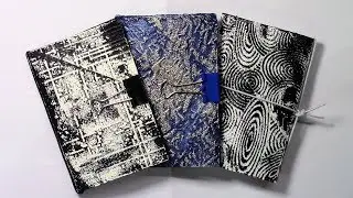 3 x Mini Journal / Minidori / Mini Notebook from Toilet Paper Rolls - Embossing