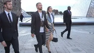 Jessica Biel, Justin Timberlake arrive at Louis Vuitton in Paris