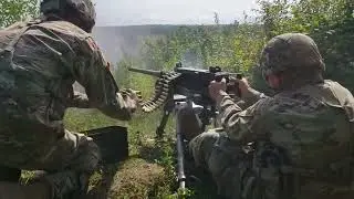 Firing American made heavy machine gun | M 2 Brow.