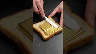spreading gold on a toast #asmr #satisfying