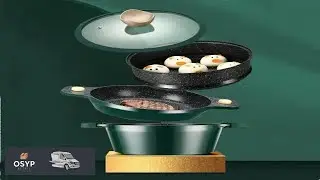 24Cm Maifan Stone Wok Set Aluminum Green Non stick Lid Cooking Pan Fryiny