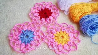 How To Join a Crochet Flower Round Lace Motif | Crochet Flower Round Lace Motif part 2