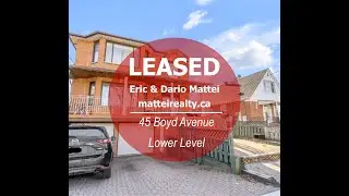 LISTED 45 BOYD AVENUE LOWER LEVEL - NEWLY RENOVATED TORONTO SUITE NEVER LIVED IN! MLS W11933168