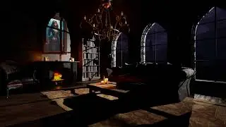 Spooky Haunted Manor Fireplace Ambience | Scary Ghost & Footsteps (Rain, Thunder, Creaks | 1 Hour)