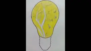 light bulb with birds and tree drawings | #shorts | #lightbulb | #birds | #trees | #like | #SeluArt