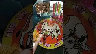#creativework#creativework           #beautifulcow#pichwaipainting#mirrorwork#handmade