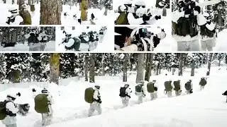 Amid freezing cold, heavy snowfall, Indian army soldiers patrolling along LoC in Gulmarag of Kashmir
