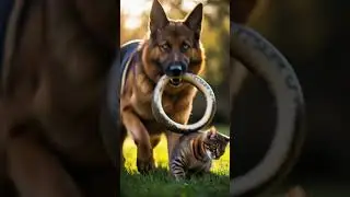 A Puppy Rescuing a Kitten from Danger   Instinct Kicks In #futuristic #cat #funnyanimals #cute