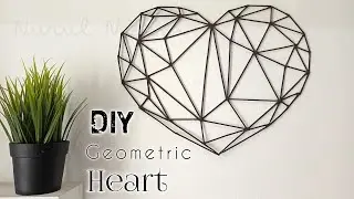 DIY Geometric Heart Wall Art | wall decor geometric love heart diy | from skewers