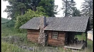 Hewing a Log for an early Log Cabin, White Spring Ranch Museum