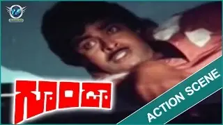 Goonda Movie || Chiranjeev Train Fight Scene || Chiranjeevi, Radha || VR Entertainments