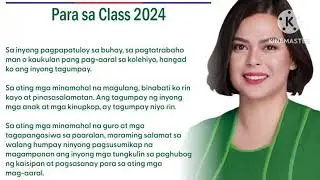Vice President & DepEd Secretary Sara Z. Duterte Message to the Graduates of Batch 2024 #MaamSheena
