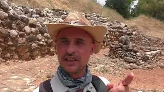 Stone stele discovery in Tel Dan told by the tour guide, Mark Gershom.