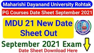 Mdu PG Courses Date Sheet 2021 || Mdu Latest Date Sheet September Exam | Mdu 2nd Semester Date Sheet