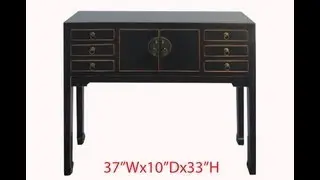 Narrow Black Chinese 6 Drawers Entrance Hallway Console Altar Table WK2562