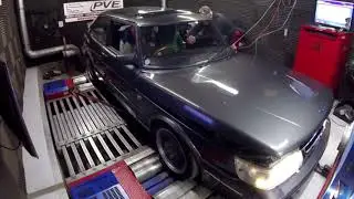 Saab 900 Turbo on the rolling road at PVE, for TRAutos