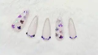 Purple Maple Leaf Nails | Holographic Sequins | Relaxing Nail Art