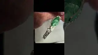 Custom Cut Polished & Wire Wrapped Green Bridewell Stone Bracelet Size 7 Sterling Silver On