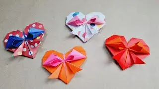 HOW TO MAKE ORIGAMI HEART WITH BOW | EASY PAPER HEART | PEACE EAZY CRAFTS