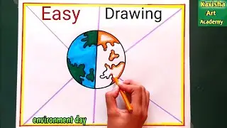 World Environment Day Poster Drawing / how to draw world environment day drawing / earth drawing