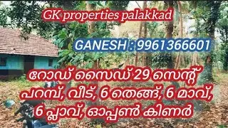 #realestate #gkpropertiespalakkad # വീട് ഓപ്പൺ കിണർ തെങ്ങ് മാവ് പ്ലാവ് എല്ലാ ഫല വൃക്ഷങ്ങളും29 സെന്റ്