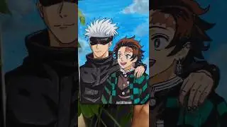 Gojo x Tanjiro Crossover Fanart 💥 | When Two Legends from Jujutsu Kaisen & Demon Slayer Unite! 🎨🔥