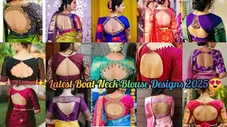 🌈Trending boat neck blouse designs/Stylish neck design/Model blouse design/Fancy blouse design