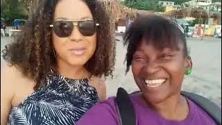 Meeting up with Dominica Prime Minister 's wife Hon Mrs.Melissa Skerrit on Mero Beach.