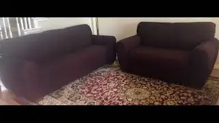 Sapphire Home 2 Piece SlipCover Set for Sofa Loveseat Couch, Form fit Stretch, Wrinkle Free, Furnitu